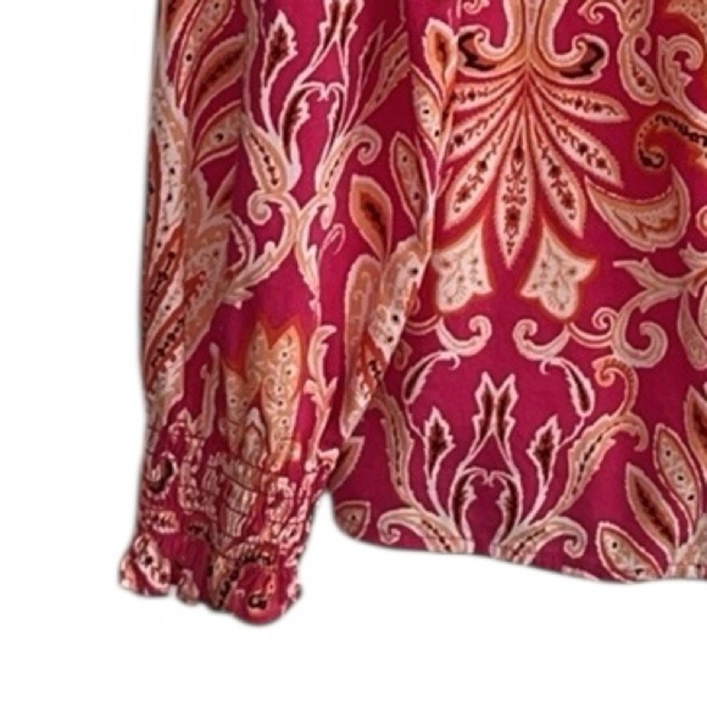 LOFT Paisley Smock Cuff V-Neck Blouse, Size Small - Picture 8 of 12